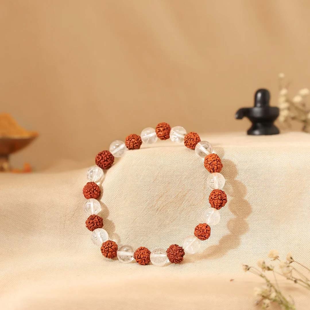 Clear Quartz Rudraksha Bracelet